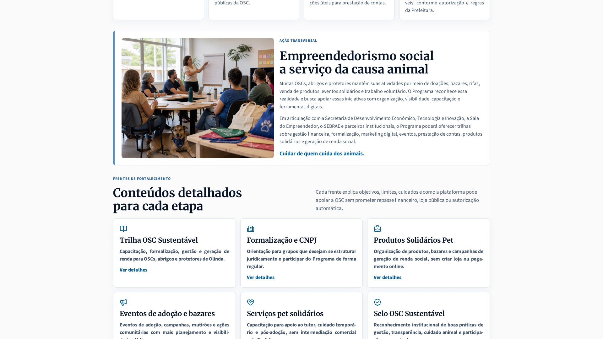 Frente de empreendedorismo social do programa